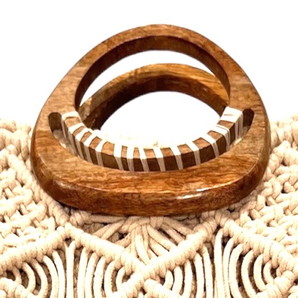 🆕 New Anthro Macrame & Wooden Bag - Picture 6 of 6